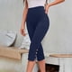 thumbnail image 4 of Leggings Capri para Mujeres Yoga Capri Medias de Cintura Alta Color Sólido, Coincidencia Slim Ajuste Gimnasio Y Pantalones de Yoga, 4 of 9