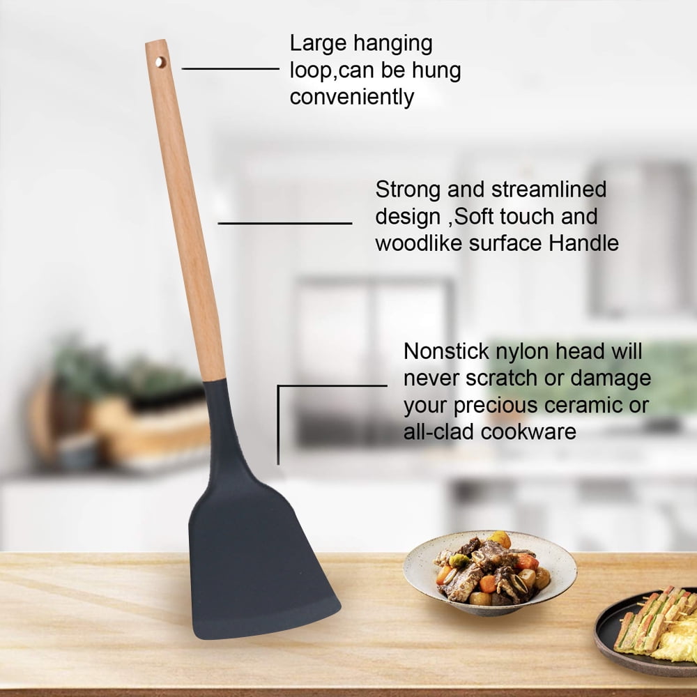 Alpine Cuisine Spatula with Wood Handle 10-Inches - Chrome Heat Resistant  Kitchen Spatulas - Barbecu…See more Alpine Cuisine Spatula with Wood Handle