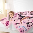 thumbnail image 4 of Erosebridal Cute Black Girls 7-Piece Twin Bedding Sets,Kids Lipstick Cosmetics Pink Sequin Print Stars Bedding Comforter Set,Reversible Pink, 4 of 7