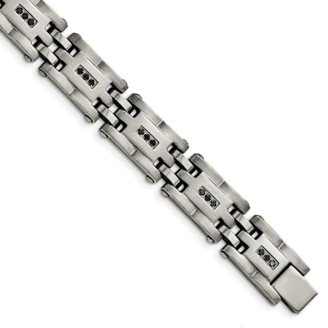 Stainless Steel Polished/Brushed 3/4ct tw. Diamond Bracelet 8.5in
