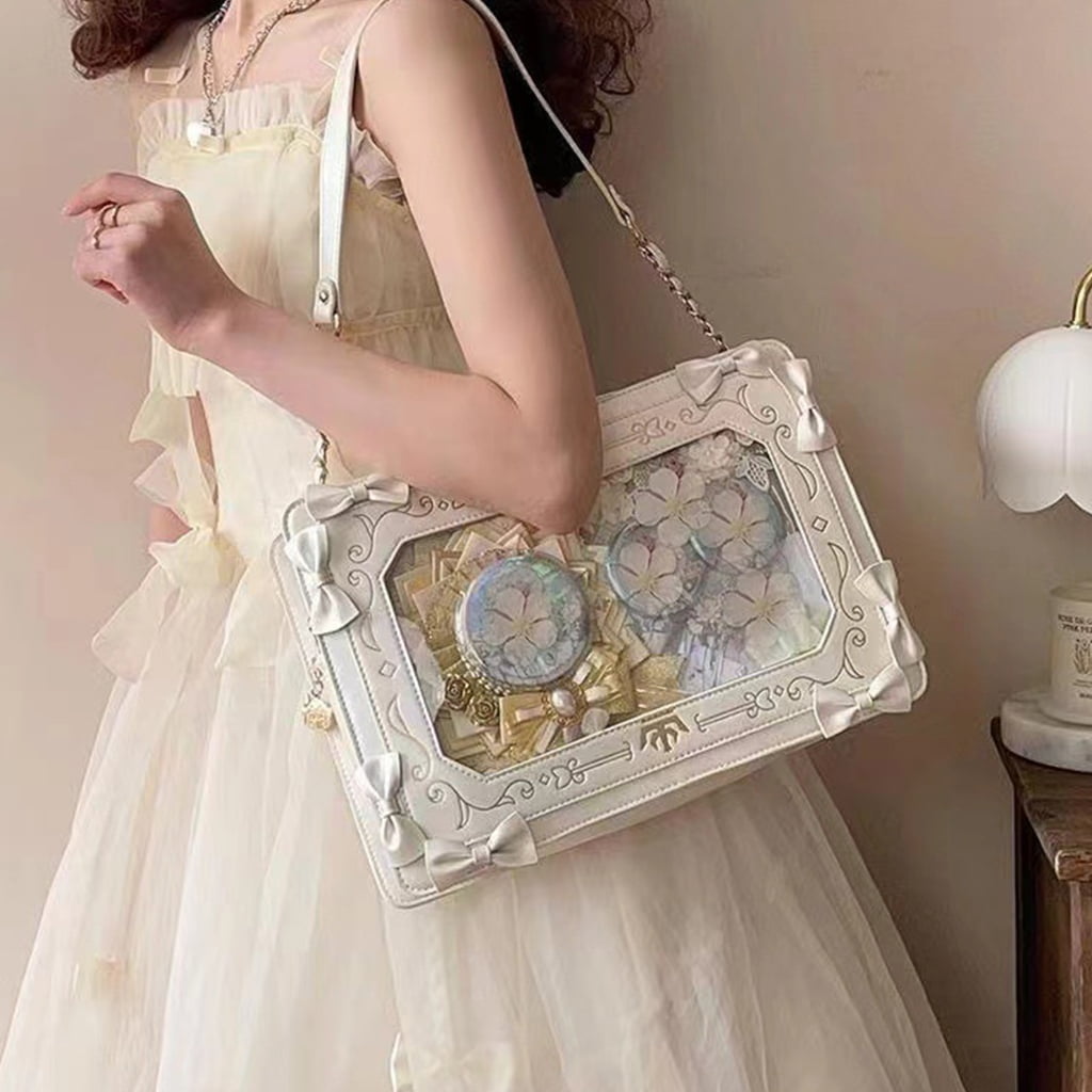tegongse Harajuku Ita Bag Crossbody Shoulder Bag Handbag Transparent Itabag Messenger Bag Fashion Satchel Handbag Daypacks Gifts