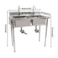 thumbnail image 2 of 2 Compartment Commercial Sink For Garage / Restaurant / Kitchen Stainless Steel, 2 of 11