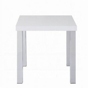 ACME Harta End Table in White High Gloss & Chrome