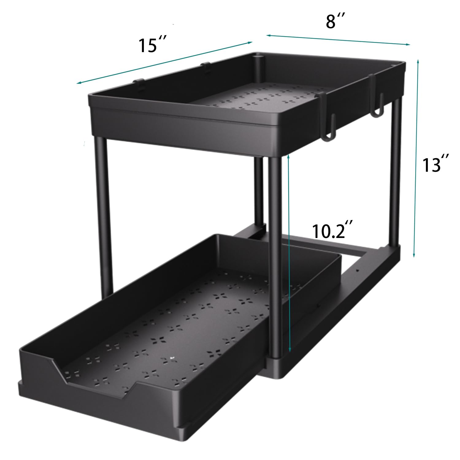 Under Sink Organizer 2 Pack  Bathroom Cabinet 2 Tier Sliding Basket Drawer Multi-purpose Bath Collection Baskets For (black)