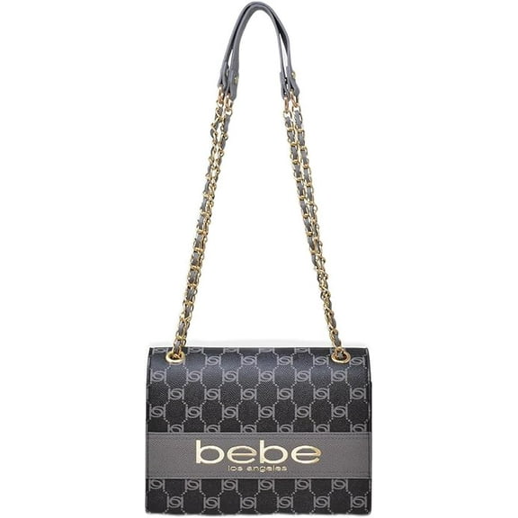 Bebe Serena Monogram Shoulder Bag Black