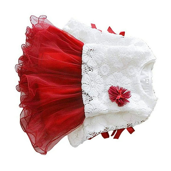 Traje De Bebé Cómodo Vestido De Princesa De Encaje Niña Manga Larga