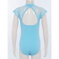 thumbnail image 4 of TTAO Ballet Leotards for Girls Dance Jersey Top Ballerina Floral Lace Cap Sleeve Button-Crotch Gymnastics Bodysuit Light Blue 2-3, 4 of 7
