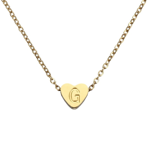 Collar Inicial de Corazón Uxcell para Mujeres, Cadena de Acero Inoxidable Baño de Oro de 18K, Collar Personalizado con Letra G para Regalos de Joyería para Mujeres, Tono Dorado