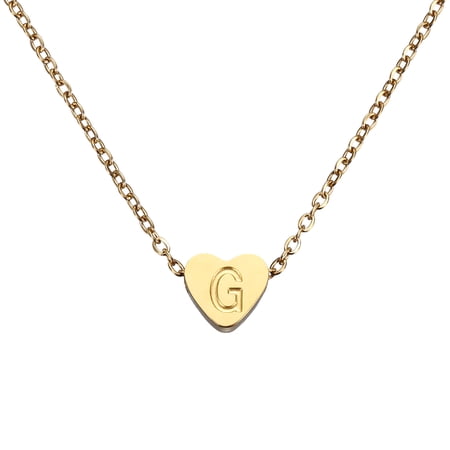 Uxcell Initial Heart Necklace for Women, 18K Gold Plated Stainless Steel Chain Dainty Personalized Name Letter G Pendant Necklaces for Woman Jewelry Gifts, Gold Tone