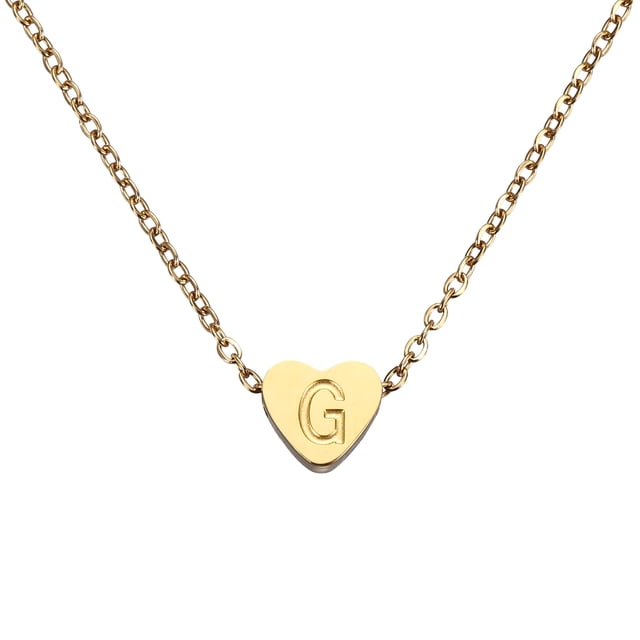Collar Inicial de Corazón Uxcell para Mujeres, Cadena de Acero Inoxidable Baño de Oro de 18K, Collar Personalizado con Letra G para Regalos de Joyería para Mujeres, Tono Dorado