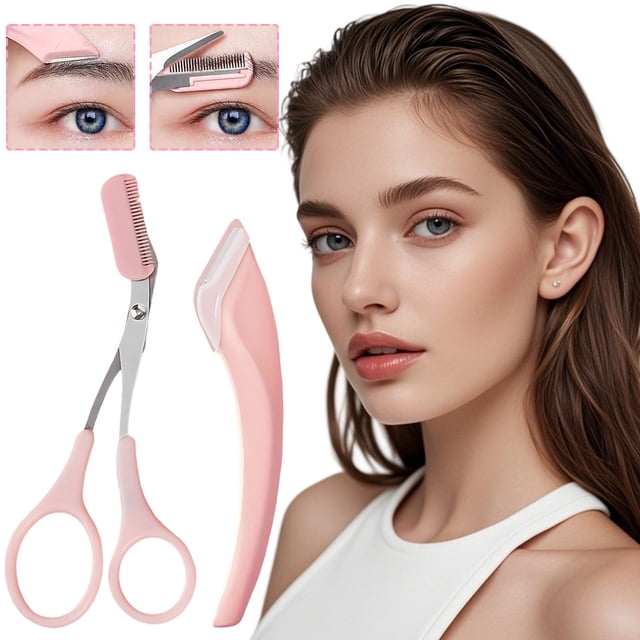 Tijeras para recortar cejas con peine para cejas. Herramienta segura para dar forma a las cejas.