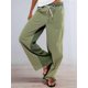 thumbnail image 4 of Pantalones de Rayas de Tiro Bajo para Mujer, Estilo Bohemio, con Cordón Ajustable y Pernera . Verde XL, 4 of 9
