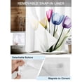 thumbnail image 3 of No Hook Cloth Fabric Shower Curtain with Snap in Liner, Colorful Tulip Waterproof Shower Curtains Set with See Through Top Window, Farmhouse Luxury Flowers Botanical Bath Curtains Shower 54"x78", 3 of 6