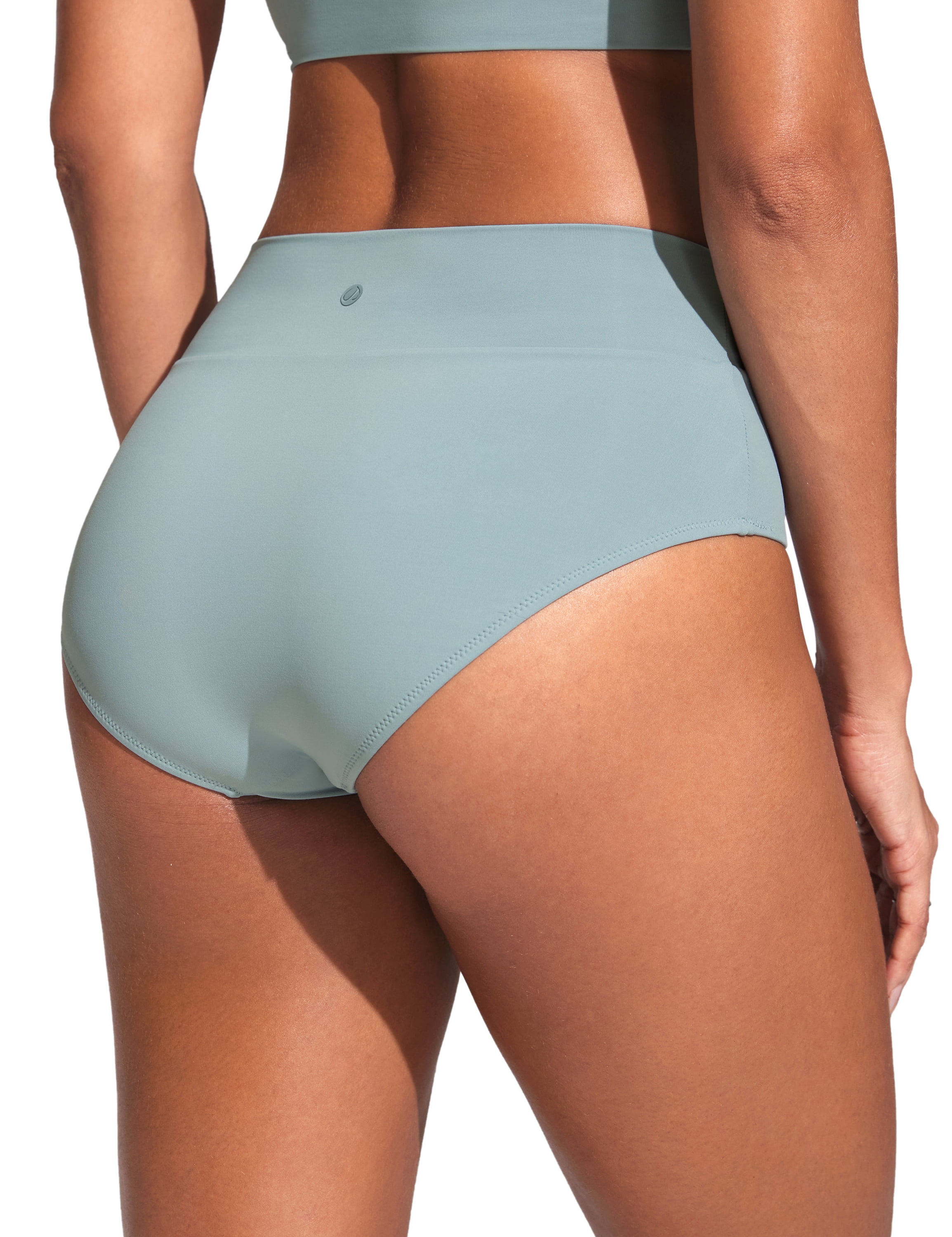 CRZ YOGA High Waisted V Cut Bikini Bottom for Women Cross Front Bathing Swimsuit Swim Briefs