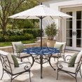 thumbnail image 2 of Round Outdoor Tablecloth with Umbrella Hole and Zipper, Navy Blue Wildflowers Tablecloth with Elastic Waterproof, Farmhouse Floral Botanical Leaves Patio Table Covers for 36" - 44" Pool Tables, 2 of 9