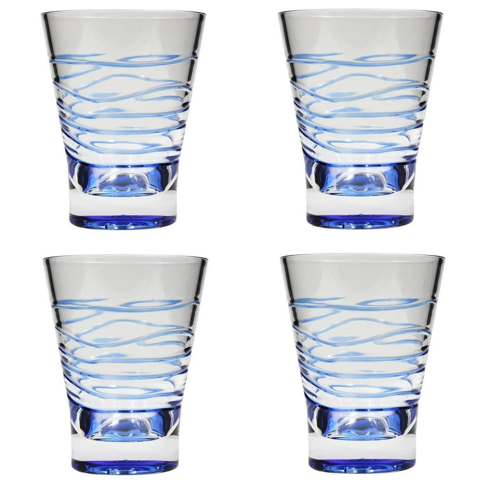 14 Ounces Blue Swirl Acrylic Tumbler Drinkware Set of 4