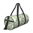 thumbnail image 3 of YFYANG Large Capacity Canvas Gym Bag for Men and Women, Green Floral Pattern Round Portable Travel Bags for Sports Fitness, 3 of 8