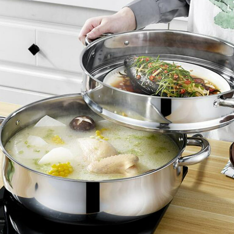 Stainless Steel Steamer Pots, 5 Tier Steamer Cooking Pots, Steam Soup Pots  with Lid, Cookware Steaming Pots