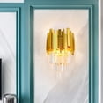 thumbnail image 2 of Lámpara de Pared de Cristal Dorado FRIXCHUR 3 Niveles con Luz LED - Iluminación Moderna de Pared para Dormitorio, Baño, Sala, Pasillo y Escalera, 2X Casquillo E12, 2 of 9