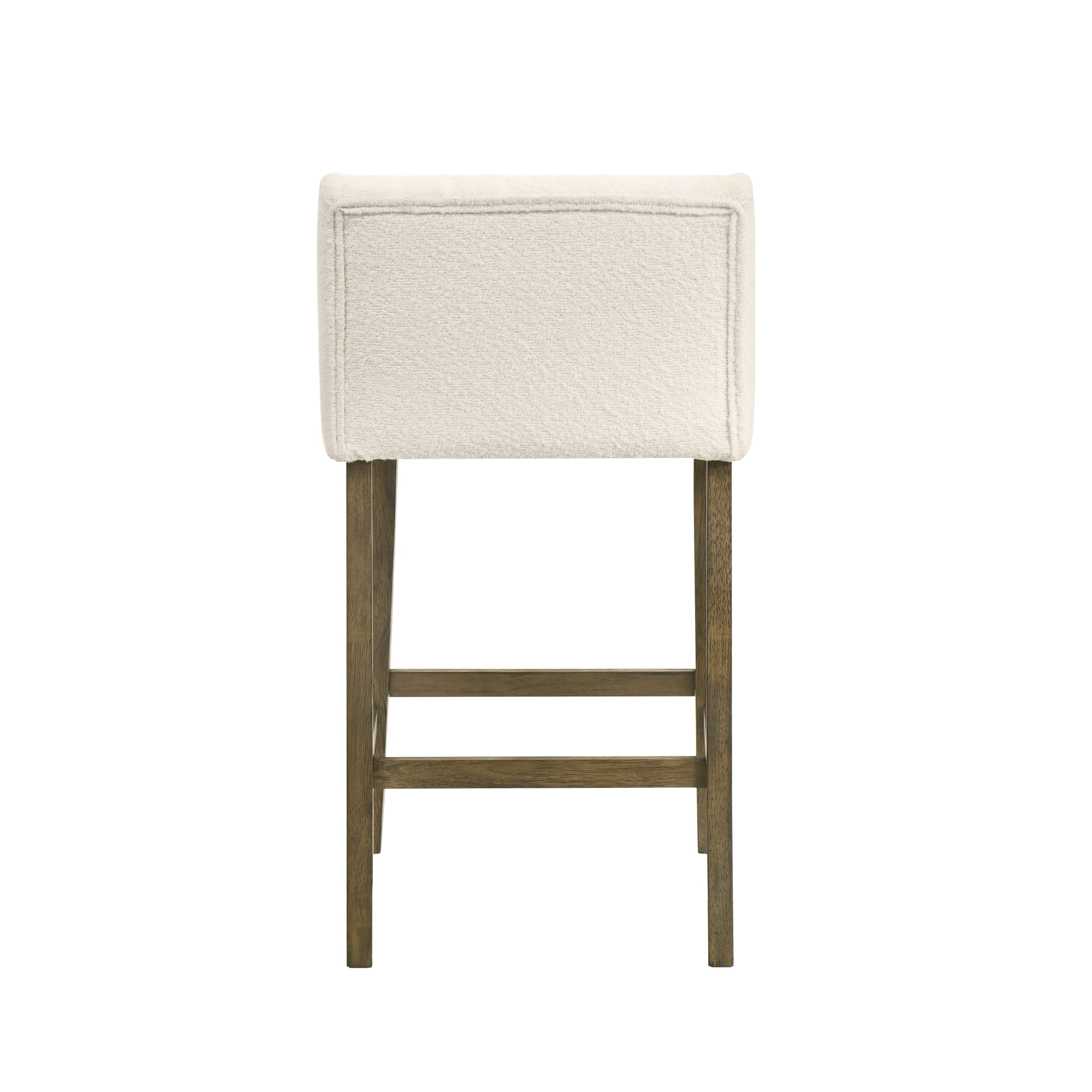 Fauna Wood Counter Height Kitchen Bar Stool in Putty Brown/White Boucle Seat