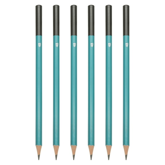 Uxcell 4B Drawing Pencils for Sketching, 6PCS Sketch Pencils for Drawing Art Pencils Graphite Wood Pre-sharpened for Drawing Sketching Artist, Hexagonal, Black Refill, Green/Black Pole