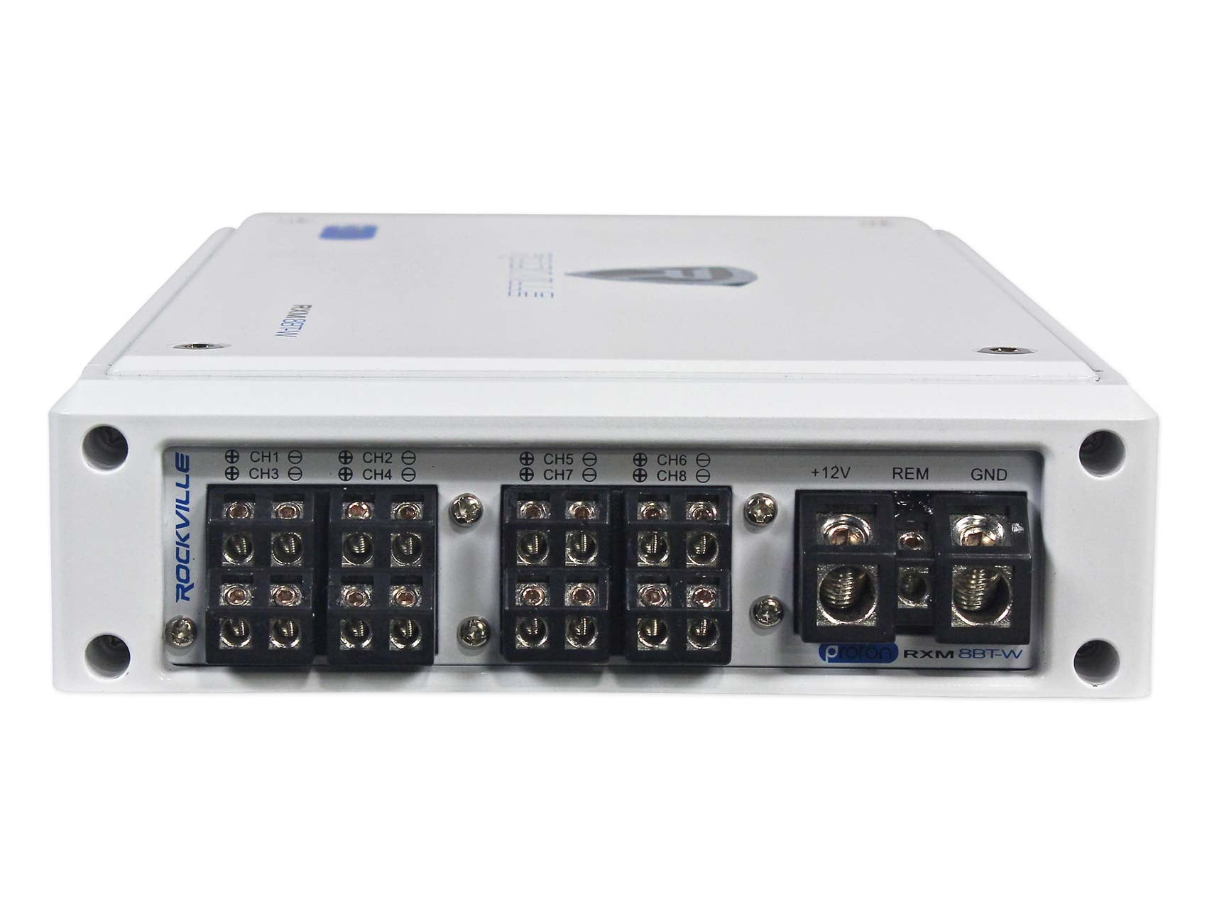 Rockville RXM8BTW 1500W Peak 750W RMS 8-Channel Marine Class D Amplifier with Bluetooth, Aluminum Casing