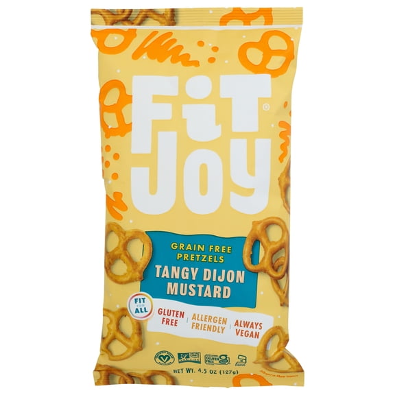 Pack of 12, Fitjoy Tangy Dijon Mustard Grain Free Pretzels, 4.5 oz
