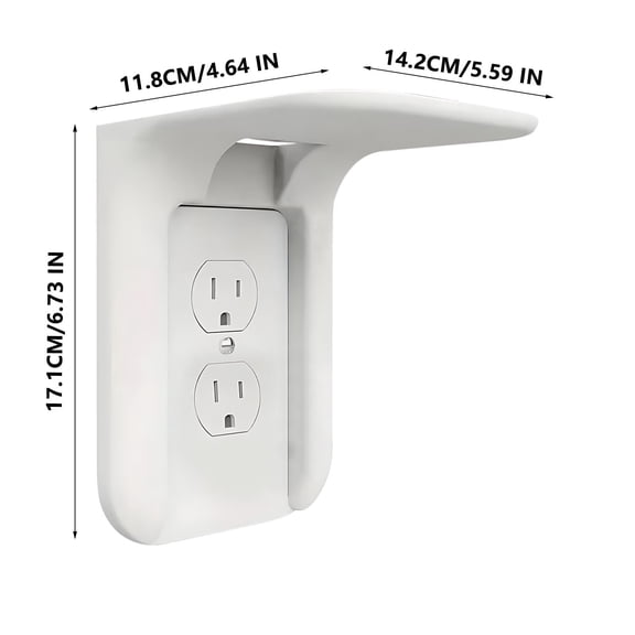 Rkxzt Punch-Free Socket Support Bracket,Wall Mount Socket Bracket Non Perforated Outlet Holder with Storage Shelf for Bedroom Kitchen Living
