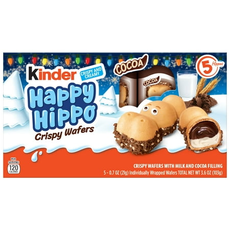 Kinder Happy Hippo, Individually Wrapped Chocolate Candy, Great for Holiday Stocking Stuffers, 3.6 oz, 5 Count