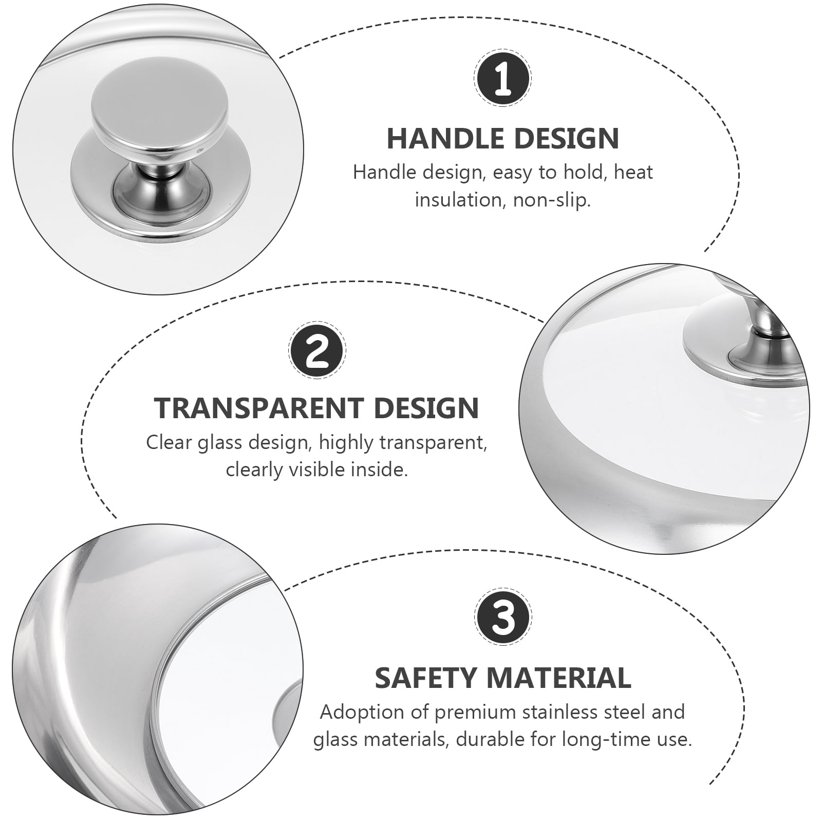 Shuliwen Stainless Steel Lid 30cm Glass Replacement Handle