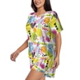 thumbnail image 2 of Fuzoiu Tropical Pineapples Print Women's Short-Sleeved Pajama Set,Lounge Sleepwear Set,Womens Pajama Sets 2 Piece,Button-Up Top and Shorts with Pockets-4X-Large, 2 of 7