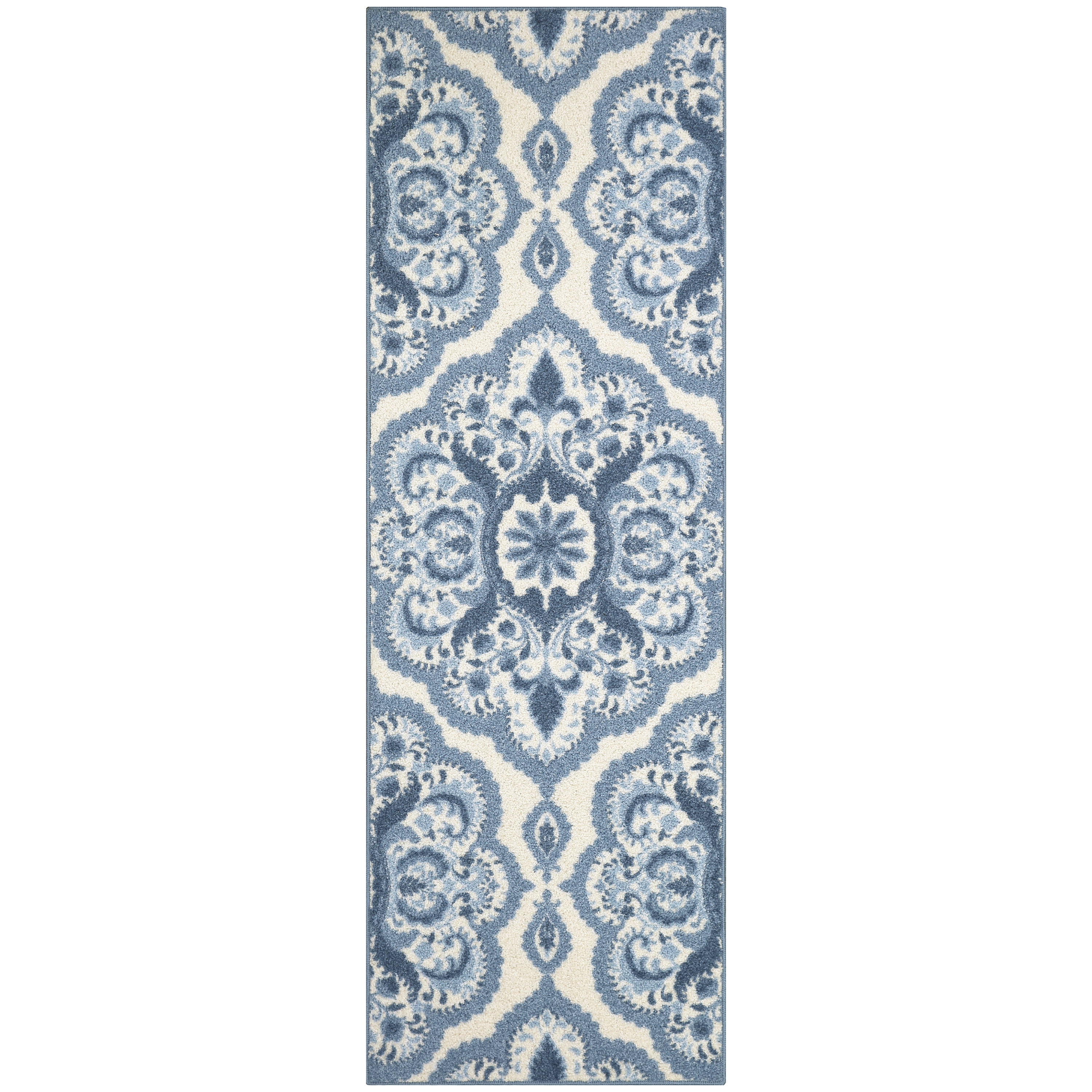 Mainstays Machine Washable Roxanne Runner Rug, Blue, 2'x6' Walmart