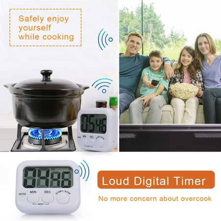 Automatic Reset Timer TA732 Digital Kitchen Timer Magnetic Countdown Up Cooking Timer Loud Alarm Large Display Minutes and Seconds Reset ()