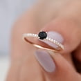 thumbnail image 2 of Rosec Jewels Lab Created Black Diamond Solitaire Promise Ring with Diamond Side Stones, Dainty Black Gemstone Ring (1.50 CT, AAAA Quality), 14K Rose Gold, US 11.50, 2 of 8