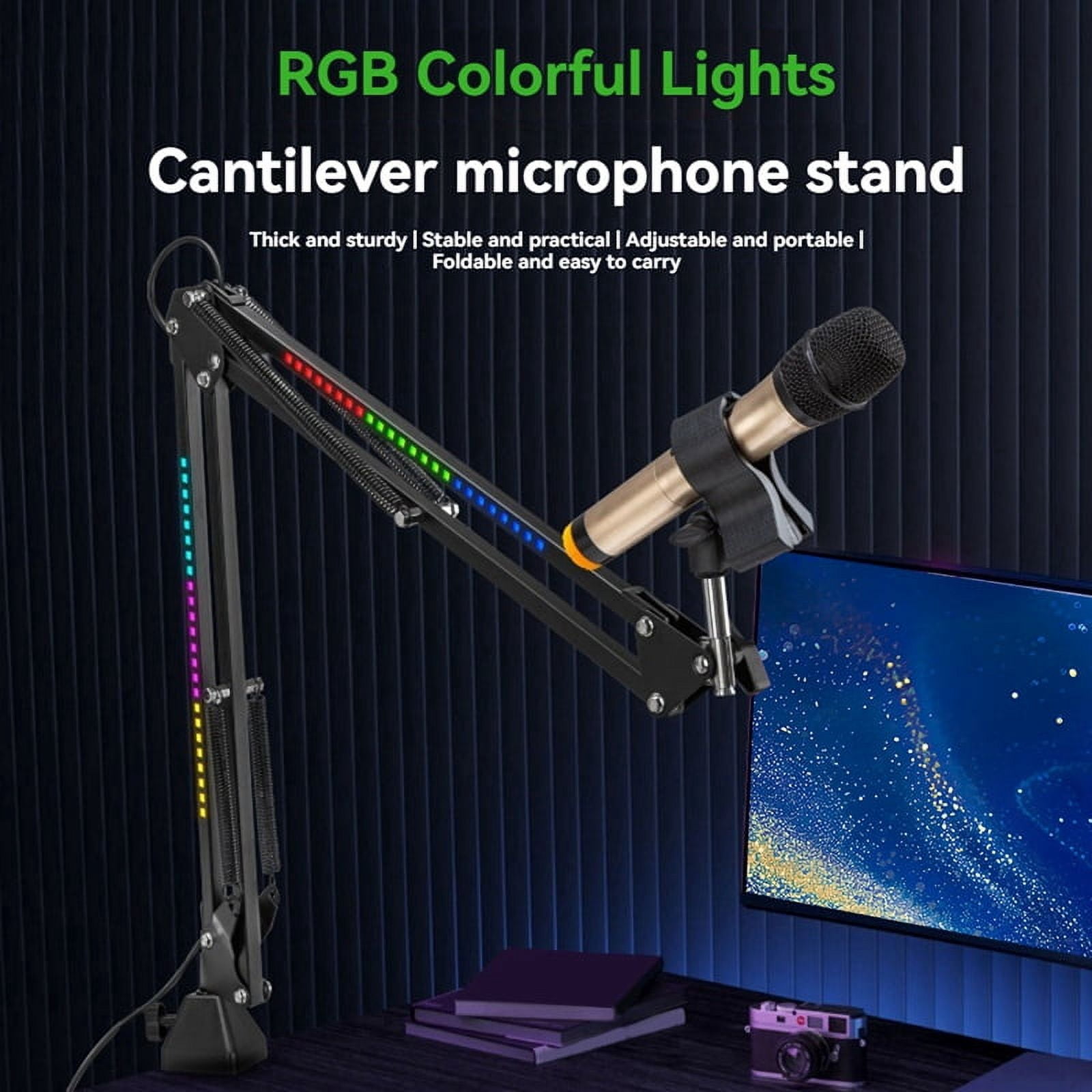 Microphone Bracket RGB Microphone Arm Stand with RGB Light Rotatable Suspension Boom Scissor Stand Ordinary Base