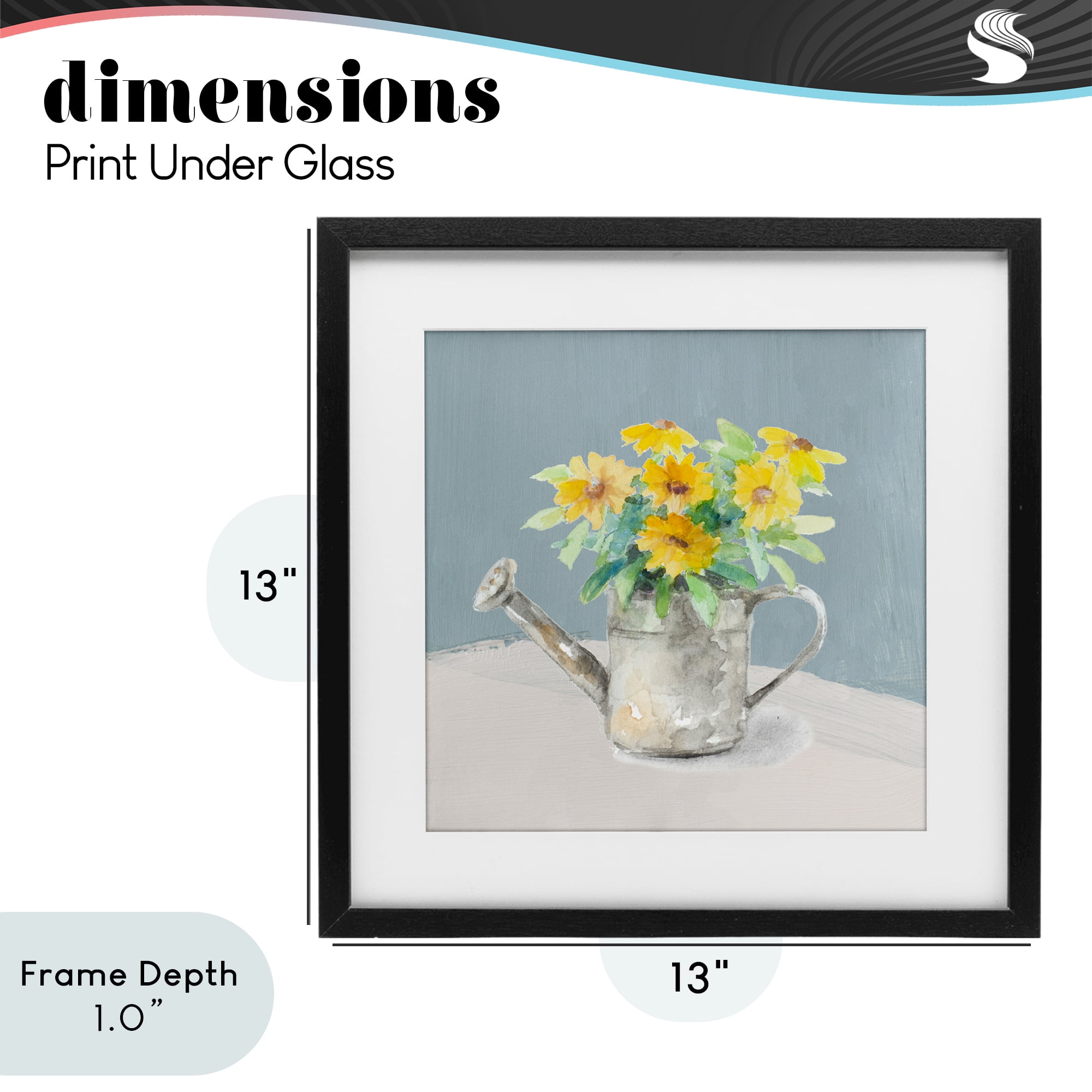 Stupell Industries Daisies in Watering Can Black Framed Print Under Glass, design by Lanie Loreth