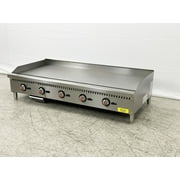 60 in. Commercial Five Burner Thermostat Stainless Steel Griddle 150,000BTU Countertop Flat Top Grill Natural Gas