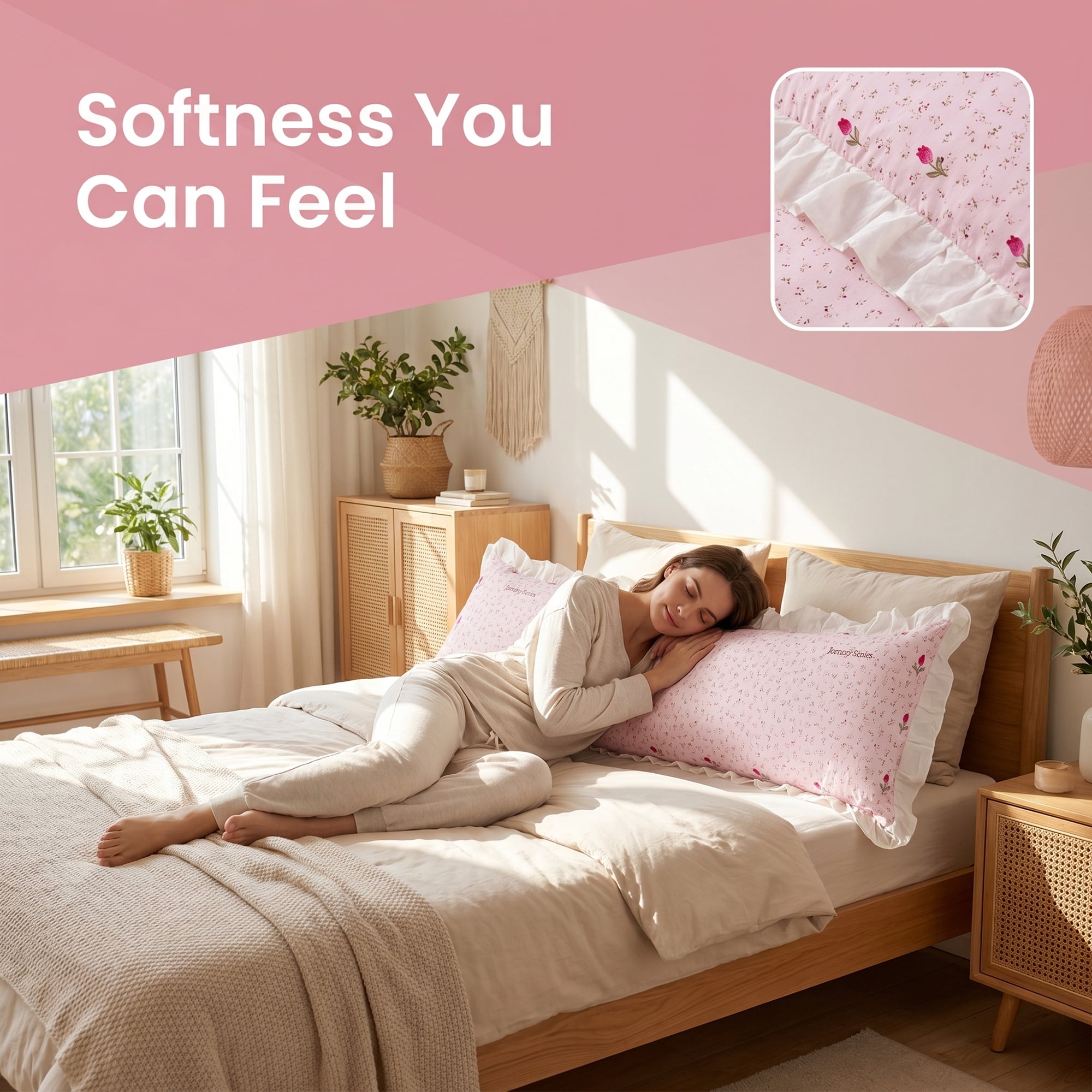 Unique Bargains 1 Pack Pillowcase Soft Cooling Polyester Breathable Cover ["20\"x59\""] Pink