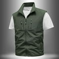 thumbnail image 2 of HOOMEUMY Mens Cargo Vest Pocket Design Casual Workout Sleeveless Clothes Fashion 2025 Trendy Classic Solid Coat Standing Collar Jacket Green L, 2 of 4