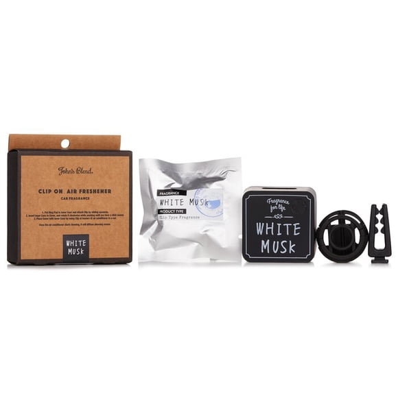 Ambientador Clip On John's Blend para Coche Almizcle Blanco Tamaño 40 × 50 × 40 mm