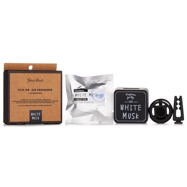 Ambientador Clip On John's Blend para Coche Almizcle Blanco Tamaño 40 × 50 × 40 mm