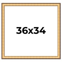 36x34 Frame Gold Plein Aire Solid Wood Picture Frame Width 2 Inches | Interior Frame Depth 0.5