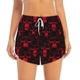 thumbnail image 2 of Susaid Red Skulls 2 Print Women's High Waisted Running Shorts Quick Dry Athletic Gym Track Workout Shorts Zip Pocket-Medium, 2 of 7