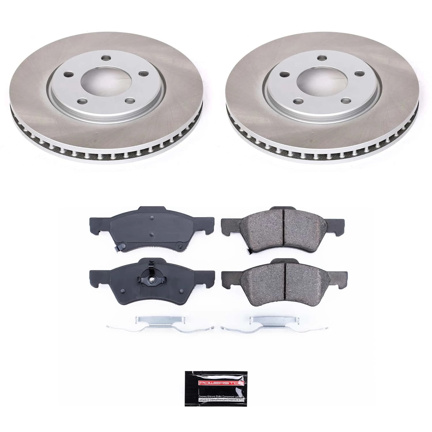 PowerStop Front Semi-Coated Rotor and Low-Dust Ceramic Brake Pad Kit SC5247