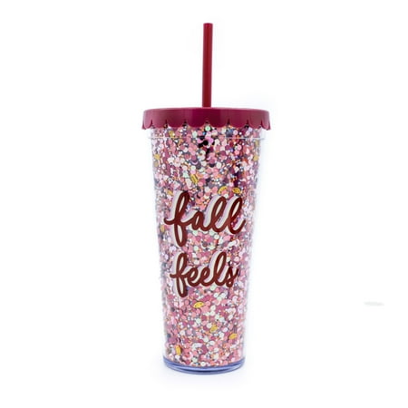 Packed Party "Fall Feels" Burgundy 22 oz. Multi-Color Glitter Tumbler