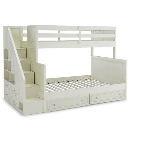 Naples Twin Over Full Bunk Bed With, Naples Twin Over Full Bunk Bed With Steps And Lower Storage Drawers