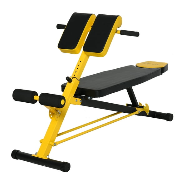Soozier Adjustable Weight Bench Roman Chair Exercise Training Multi-Functional Hyper Extension Bench Dumbbell Bench Ab Sit up Decline Flat Black and Yellow