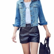 Women's Summer Shorts Skirt Leisure Loose Pure Back Mid Waisted PU Leather Short Pants