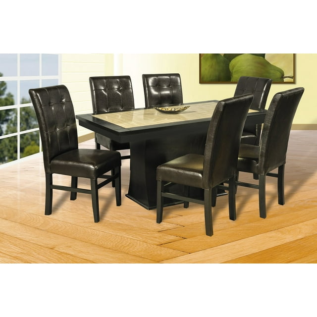 Comedor Londres 6 Sillas Madera MOBILKRAFT Modelo Londres, Estilo Contemporáneo en Color Chocolate