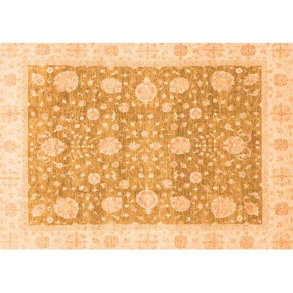 Ahgly Company Indoor Rectangle Oriental Orange Traditional Area Rugs, 2' x 4'